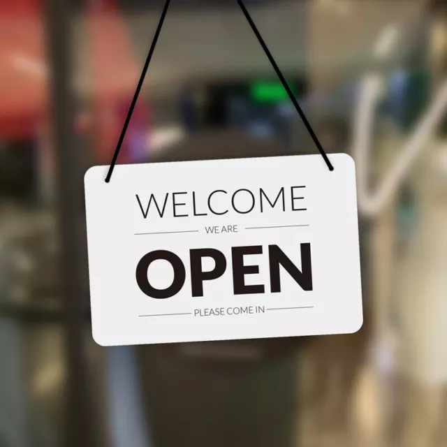 OPEN/CLOSED Signs, 2mmThick Plastic Shop Window Signs + Suction hook, laminate