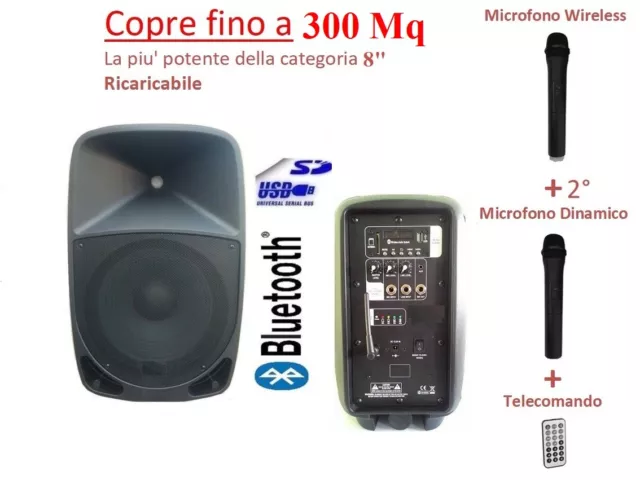 Cassa Amplificata Portatile Bluetooth Batteria Ricaricabile X Artisti Animatori