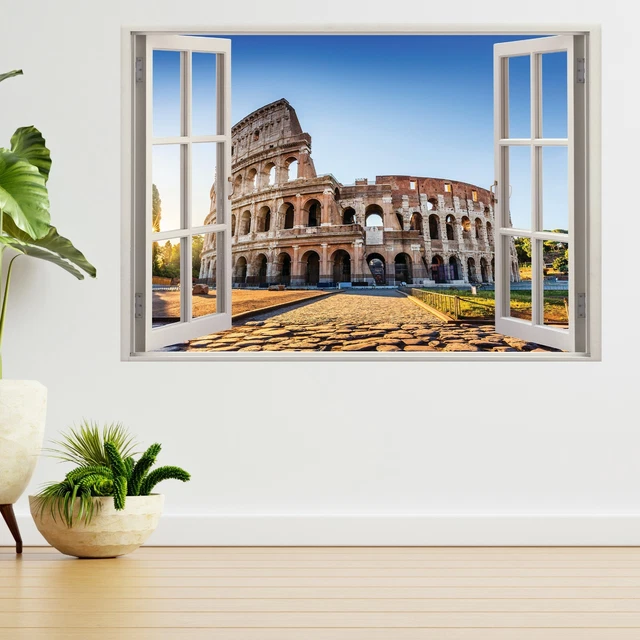 Colosseum Coliseum Sunrise Rome 3d Window View Wall Sticker Poster Decal A275