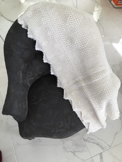Ancien Dessus de lit Couvre lit Brodé au crochet à la main
