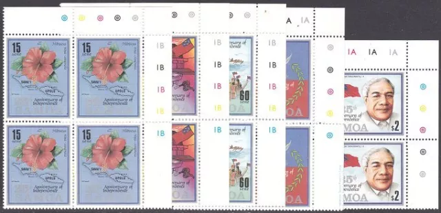 SAMOA 1987 25th Anniv Independence set plate blocks of 4 MNH.................588