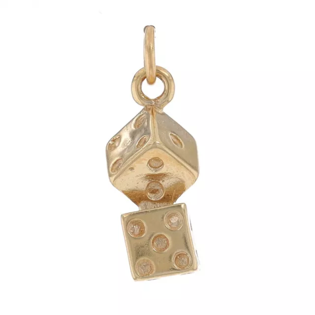 Yellow Gold Gaming Dice Charm - 14k Casino Gambling Dice Games