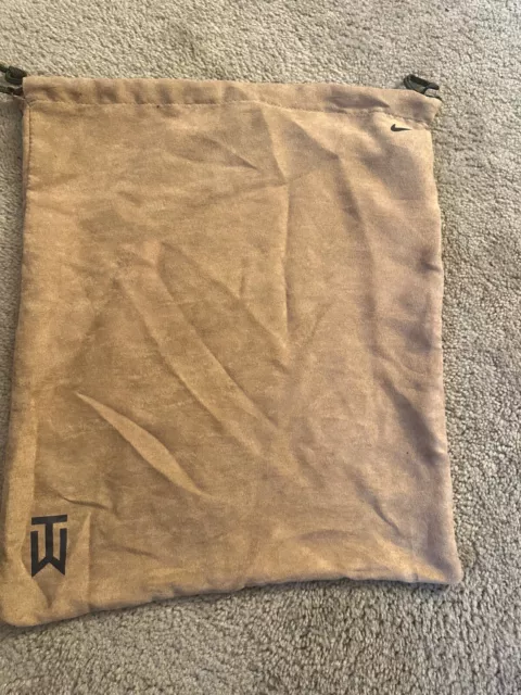 RARE Nike Tiger Woods TW Golf Shoe Drawstring Bag Brown Tan Black W/ Gold