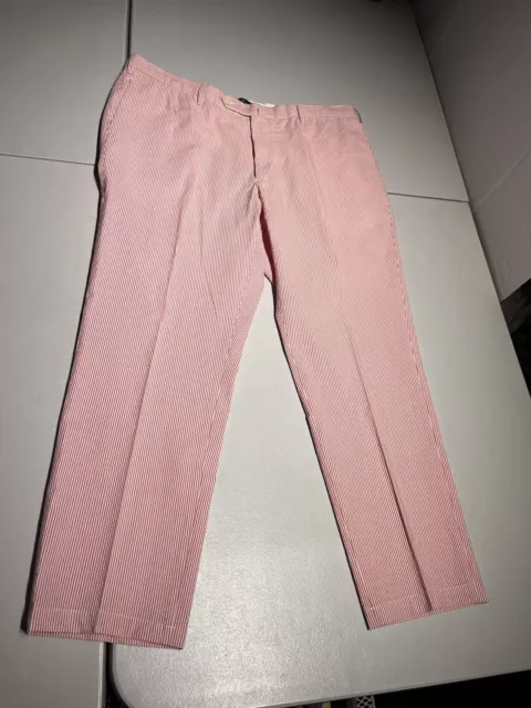 Incotex Pants Men's 42 Seersucker Striped Pink Dress Casual Preppy Cotton 40x30