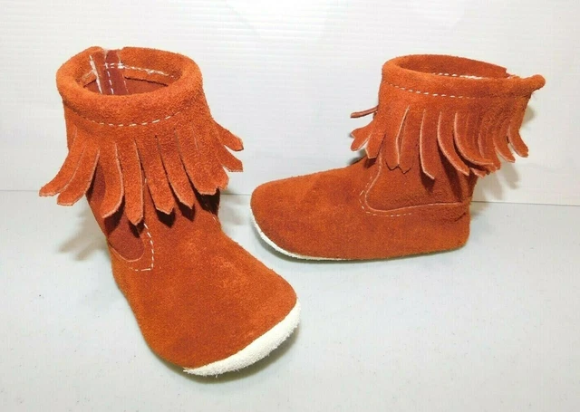 Vintage TAOS infant authentic moccasins, brown suede leather fits 4.25 inch foot