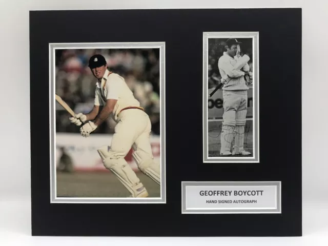 RARE Geoffrey Boycott Cricket Signed Photo Display + COA AUTOGRAPH ENGLAND ASHES