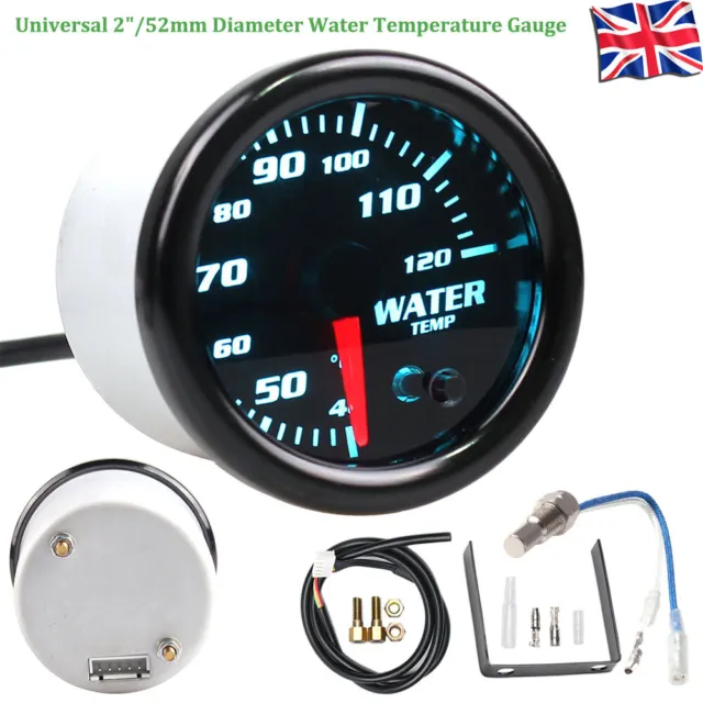 Universal 2" 52mm Water Temperature Gauge Digital 7-color LED Display Car Meter