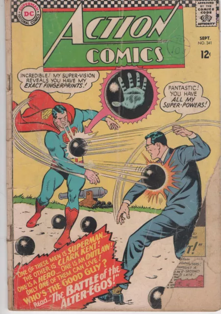 Action Comics 331 vg-, 341 g-, 357 vg+  Silver age DC comics feat. Superman 3