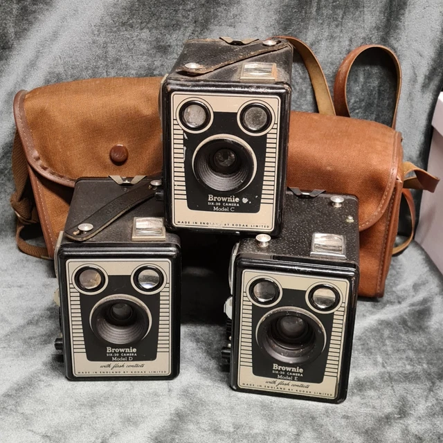 Tres cámaras de caja Kodak Six-20, modelo C, D y E. de repuesto/reparación