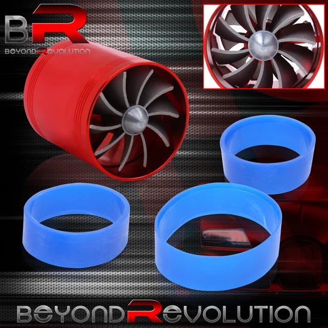 Universal Car Truck 2.5" Supercharger Power Air Intake Dual Fan Turbo Red