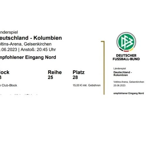 Ticket: Fußball Länderspiel:Deutschland-Kolumbien am 20.06.2023 in Gelsenkirchen
