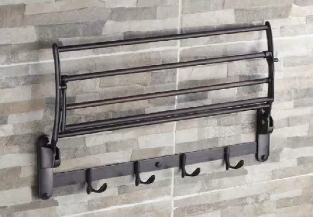 ELLOALLO Oil Rubbed Bronze Towel Racks for Bathroom Shelf with Foldable Towel B 3