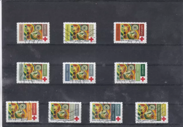 France 2020 Croix Rouge Serie Complete De 10 Timbres Oblitere