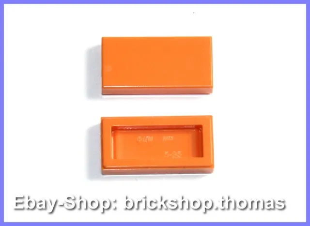 Lego 2 x Fliesen orange (1 x 2) - 3069b - Tile with Groove - NEU / NEW