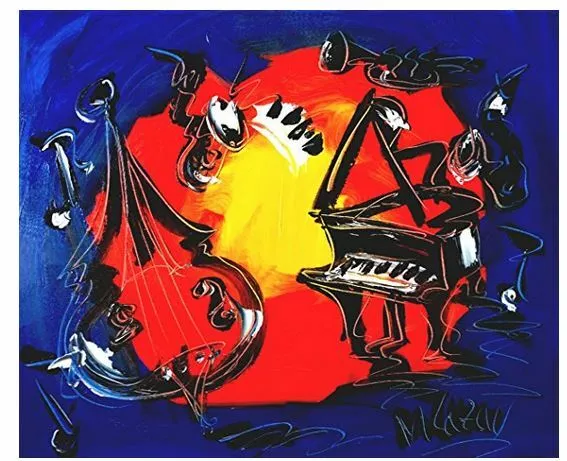 JAZZ MUSIC  Mark Kazav Original Oil Painting Wall  POP ART UNIQUE STYLE RBUWgGE