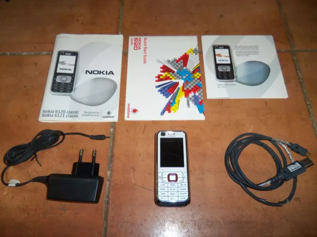 Telefono Movil NOKIA 6120 Classic blanco VODAFONE + accesorios usado