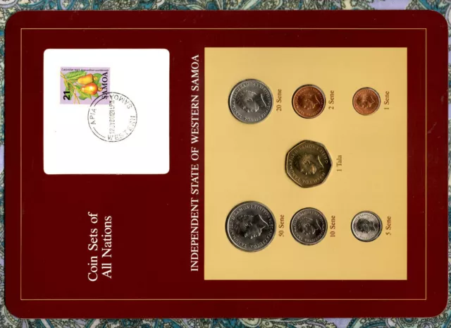 Coin Sets of All Nations W. Samoa UNC 1,2,5,10,20,50 Sene 1974 Tala 1984 12JY88