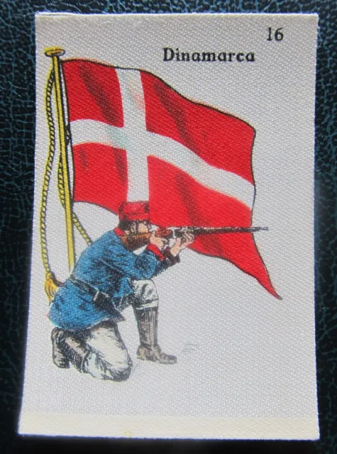 Cigarette Silks Card Denmark military La Favorita Soldiers & Flag ORIGINAL BACK