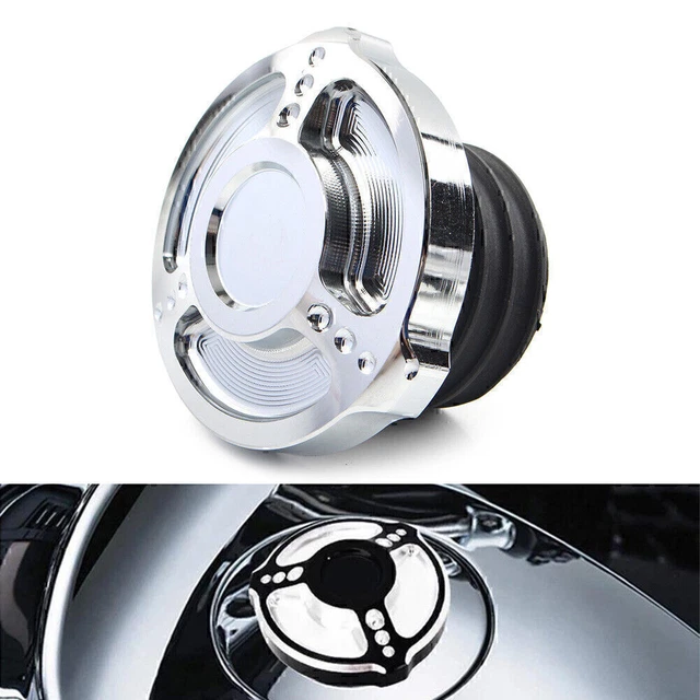 Bouchon De Réservoir Ventilé Aluminium Pour Harley - Dyna, Softail, Road King - Noir