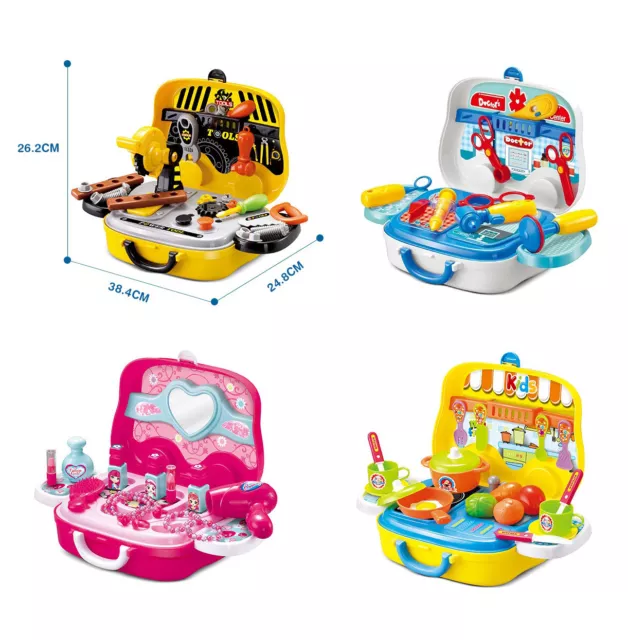 Doctor Playset for Kids Boys Girls Role Play Tool Kitchen Fashion Set Carry Case