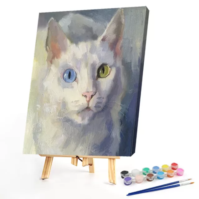 Frameless Oil Paint By Numbers Cat DIY Canvas Picture Craft Kit (YHKH-068) Hot 2