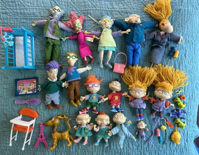 Lot of 16 Vintage Nickelodeon Rugrats Doll Figures Mattel 1997 with Accessories