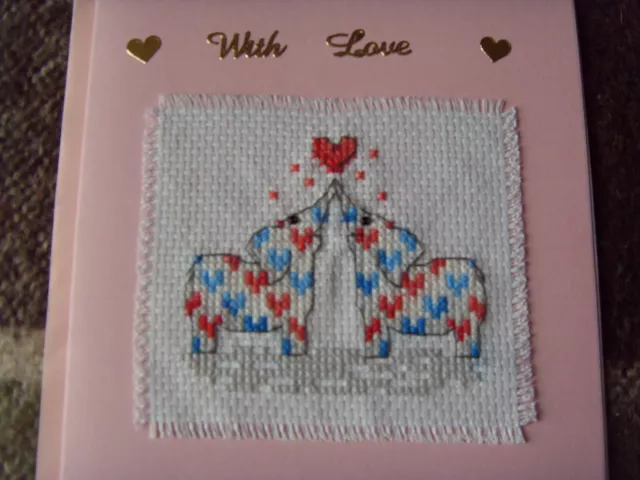 Hand Stitched Cross Stitch Card 2.10b (Valentine or Wedding)