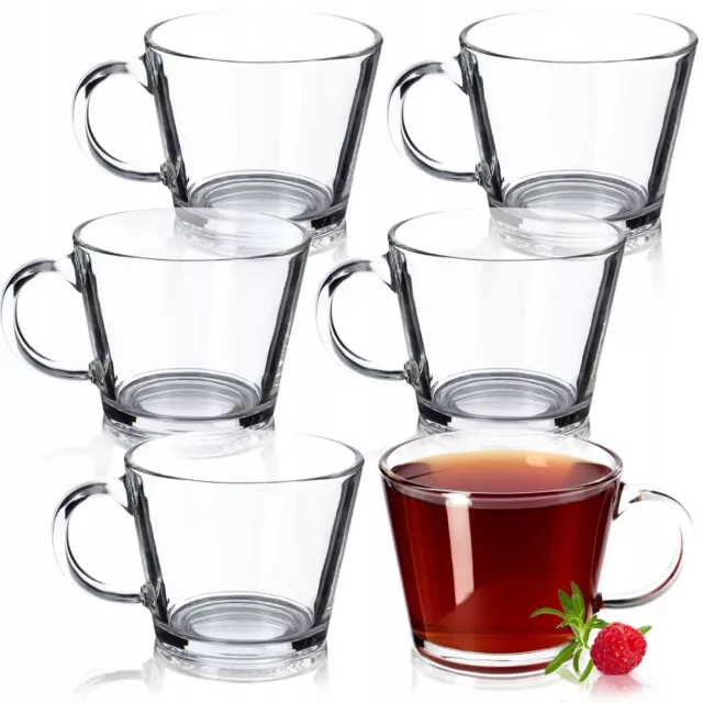 KADAX Vasos de té, vasos de agua con asas, juego de 6, vasos de cristal, 380 ml
