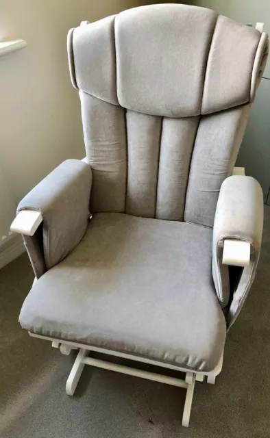 Kub Chatsworth Glider Nursing Chair & Footstool Grey / White Wood