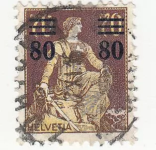 ST007. Stamp. Switzerland. 1915.   80c on 70c