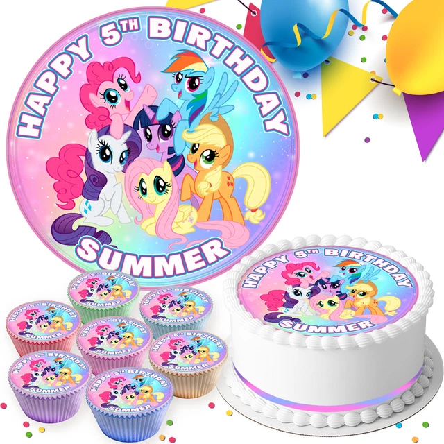 MY LITTLE PONY Birthday Personalised Edible Cake Topper& Cupcake