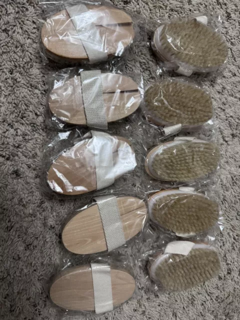 Natural Bristle Body Brush for Wet or Dry  Brushing 10 Pcs!