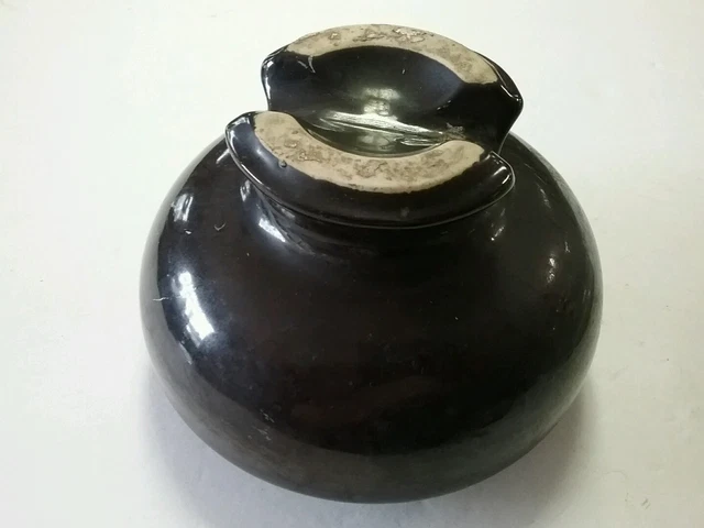 Large  Vintage 7" 'Electric Line Porcelain Ceramic Insulator Brown