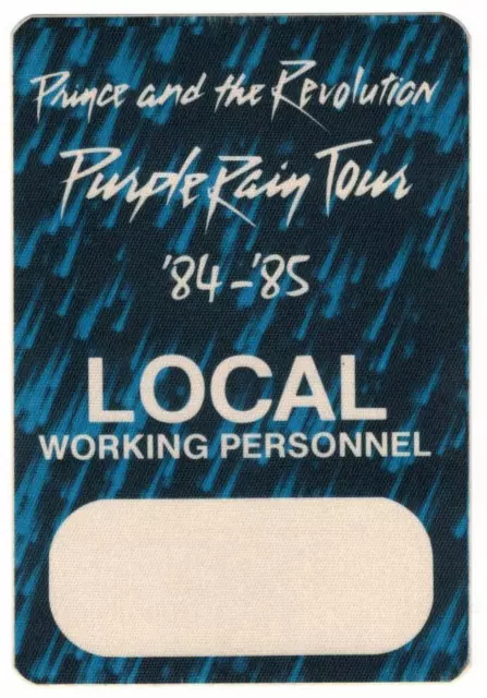 Prince Purple Rain Tour 1984-85. Blue Working Personnel Cloth Backstage Pass