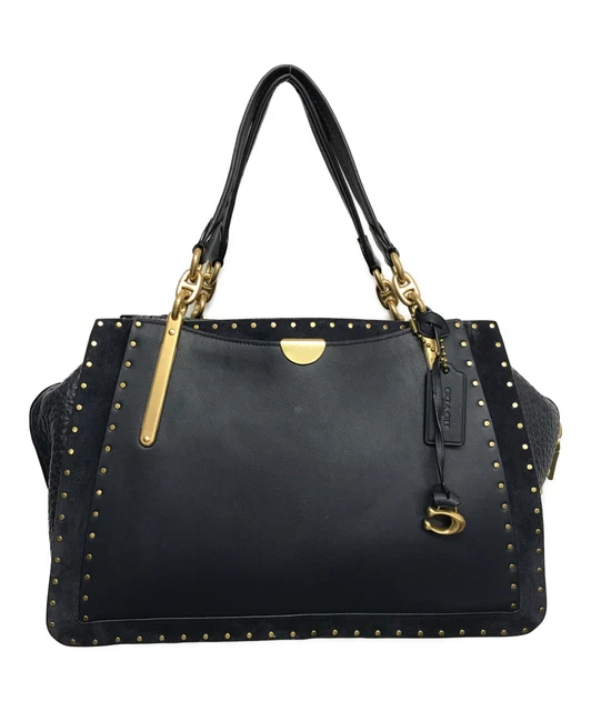 COACH DREAMER 36 Navy 2way Rivet Handbag Leather Women 153.22