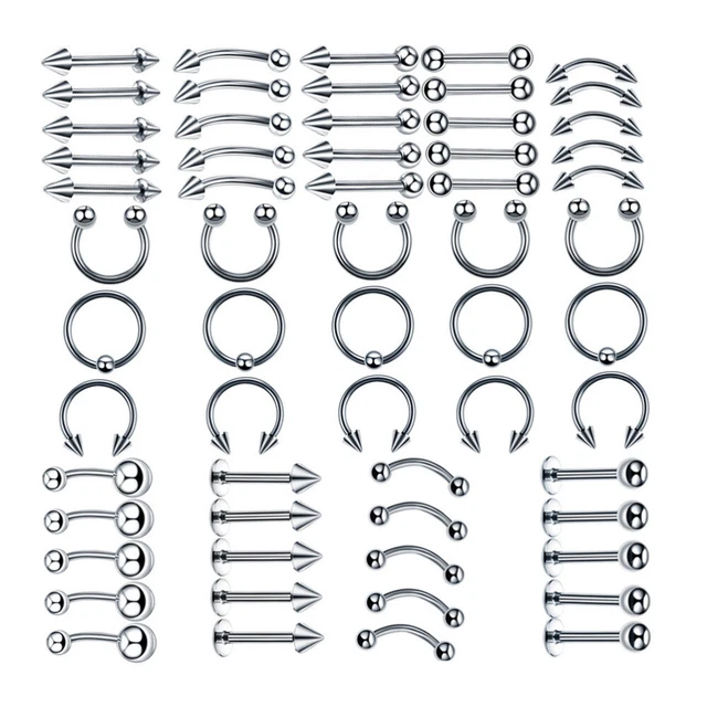 60 Pcs Lippe Nasenring Reifen Nasenbügel Offener Rostfreier Stahl Ohrringe
