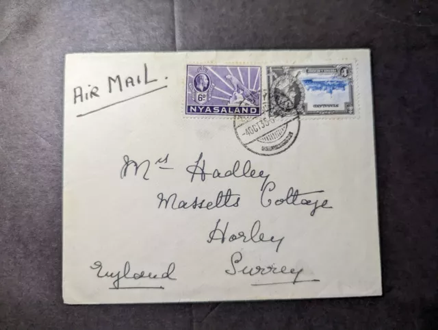 1935 British Nyasaland Airmail Cover to Harley Surrey England