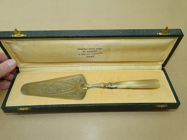 Pelle à Gâteau Ancienne – Lys Doré, Argent, France – Orfèvrerie Vintage