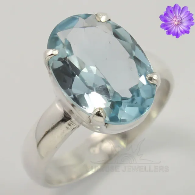 Blue TOpaz Gemstone 925 Sterling Silver Handmade Ring Jewelry All Size