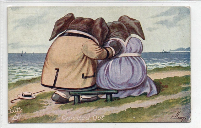 CROWDED OUT: Comic elephants postcard by Ellam (C75576)