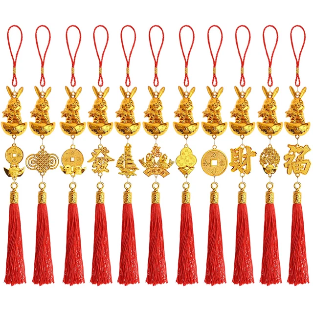 11 Pcs Porte-bonheur Lapin Chinois Cadeau Bonsaï D'intérieur Ornement Voiture