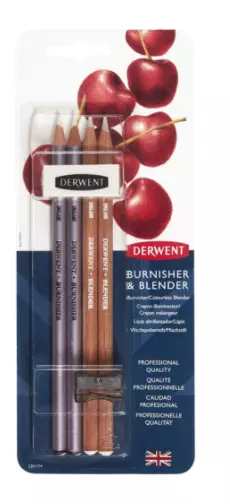 Derwent 2301774 Mixer Brenner Bleistiftblister 4er-Pack Plus Radierer & Schärfer 2