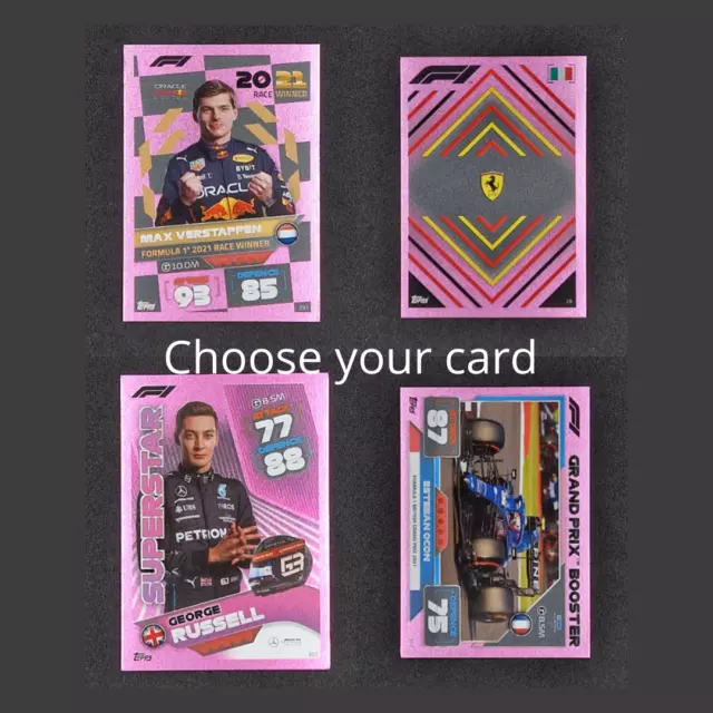 2022 Topps Turbo Attax F1 Formula 1 Pink Parallèle Choose your card !