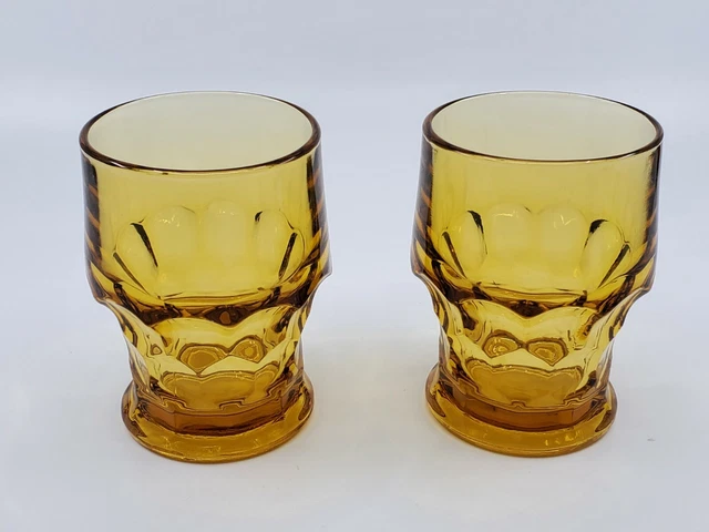 2 Anchor Hocking Georgian 9-oz Flat Tumbler Whiskey Glass Amber