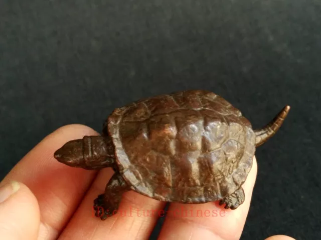 China Bronze Carving Lovely Turtle Statue Paperweight Old Decoration Collection