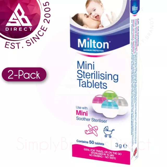 Milton Mini Tableta Esterilizadora/Protectora│Asesino de Bacterias/Hongos/Virus│2x50Pk