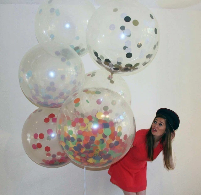 NEW 32& CONFETTI Filled Balloons Large Helium Quality Party Wedding ...