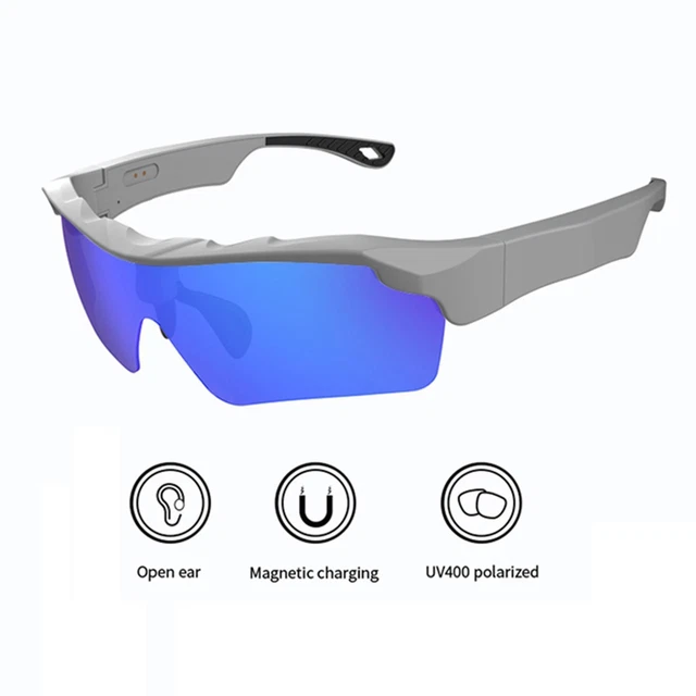 Bluetooth Audio Smart Lunettes Vélo Lunettes Sans Fil Pour Sport Conduite Bleu