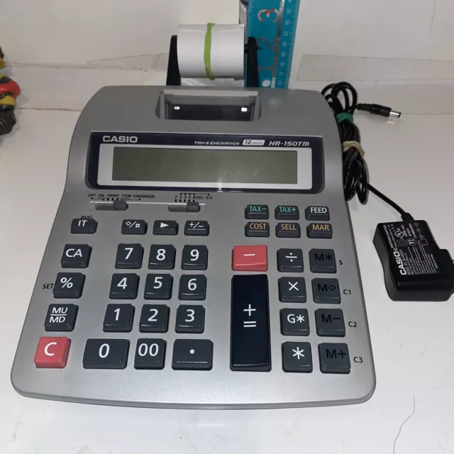 Casio Business Desktop Printable Electric  Calculator gray HR-150TM Plus Tested
