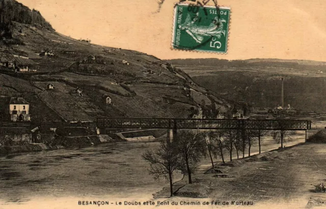 Besançon - Le Doubs et le chemin de fer de Morteau carte toilée